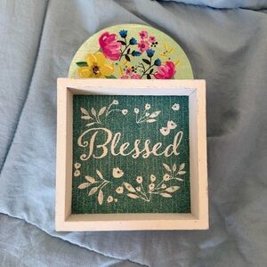 Floral Blessed Sign Decor